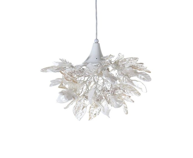 Elegant Floral Chandelier White Resin Flowers & Leaves Lighting - image 1