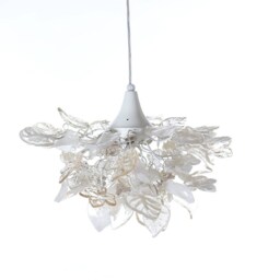 Elegant Floral Chandelier White Resin Flowers & Leaves Lighting - thumbnail 2