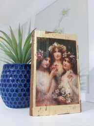 Three Graces Wood Wall Art ??mile Vernon Painting, Gold Gilding - thumbnail 1