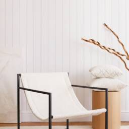 Modern Black Steel Sling Chair - Scandinavian Minimalist Accent - thumbnail 2