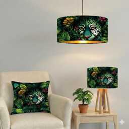 Handmade By Order Camouflage Tiger Print Velvet in Jungle Drum Lamp Shade Pendant Light All Shapes & Sizes Available