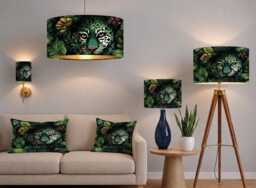 Handmade By Order Camouflage Tiger Print Velvet in Jungle Drum Lamp Shade Pendant Light All Shapes & Sizes Available - thumbnail 1