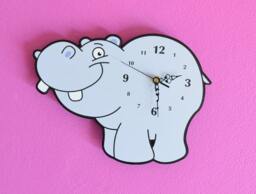Cute Little Hippo Cartoon - Wall Clock - thumbnail 1