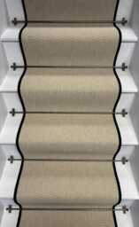 Herringbone Chalk Beige Wool Stair Runner With 100% Pure Edge