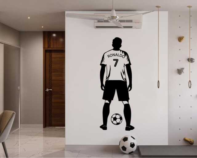 Custom Personalised Footballer Player Wall Sticker With Name & Shirt Number, Personalised Footballer Gift Football Wall Decor - image 1