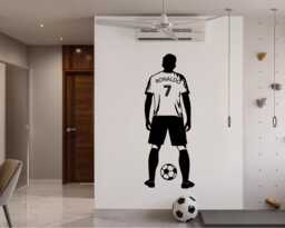 Custom Personalised Footballer Player Wall Sticker With Name & Shirt Number, Personalised Footballer Gift Football Wall Decor - thumbnail 1