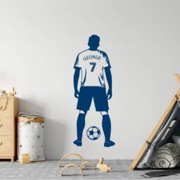 Custom Personalised Footballer Player Wall Sticker With Name & Shirt Number, Personalised Footballer Gift Football Wall Decor - thumbnail 2