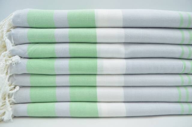 "Green Striped Towel, Tribal Towel, Peshtemal Towel, Turkish Towel, 40""x67" - image 1