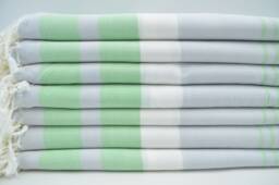 "Green Striped Towel, Tribal Towel, Peshtemal Towel, Turkish Towel, 40""x67" - thumbnail 1
