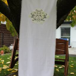 Curtain With Loop Embroidery, Country House, Shabby Chic, Vintage Style, 46 cm Wide, 125 High, Cotton - thumbnail 3
