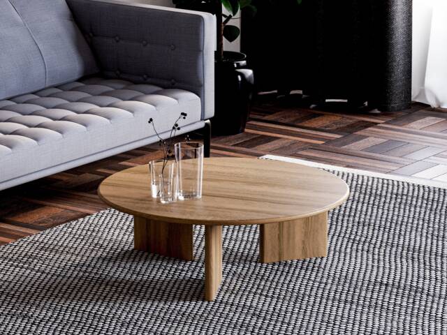 Round Coffee Table - Unique Coffee Table Wood Minimalist Solid Oak Mid-Century - image 1