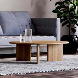 Round Coffee Table - Unique Coffee Table Wood Minimalist Solid Oak Mid-Century - thumbnail 3