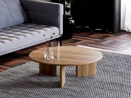 Round Coffee Table - Unique Coffee Table Wood Minimalist Solid Oak Mid-Century - thumbnail 1