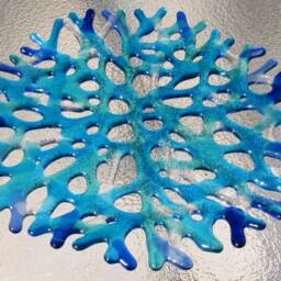 Fused Glass Coral Wall Decor, Turquoise Blue Ocean Art, Beach House Decor - thumbnail 3
