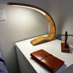 Oak Wood Led Desk Lamp Modern Touch Control Bedside Reading Light - thumbnail 1