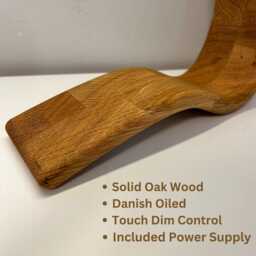 Oak Wood Led Desk Lamp Modern Touch Control Bedside Reading Light - thumbnail 3