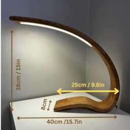 Oak Wood Led Desk Lamp Modern Touch Control Bedside Reading Light - thumbnail 4