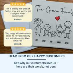 Personalised Family Cushion Custom Stick Figures, Names Included - thumbnail 3