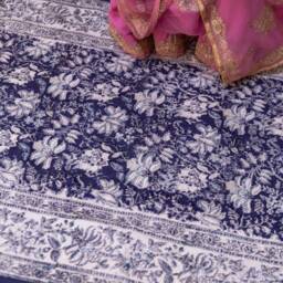 Handmade Block Print Rug 4x6 Floral Cotton Indian Rug - thumbnail 2