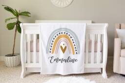 Rainbow Personalized Baby Name Blanket, Gift, Custom Coming Home Hospital Shower Gift Birthday - thumbnail 1