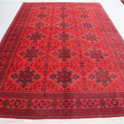 7x10 Large Tribal Rug - Afghan Hand Knotted Veg Dyes Wool Area Turkmen Zir Khaki Old Style Geometric Bukhara Rug Oriental Red Carpet - thumbnail 2