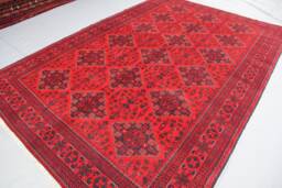 7x10 Large Tribal Rug - Afghan Hand Knotted Veg Dyes Wool Area Turkmen Zir Khaki Old Style Geometric Bukhara Rug Oriental Red Carpet - thumbnail 1
