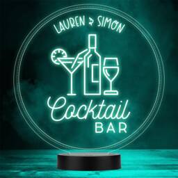 Cocktail Glasses & Bottle Family Home Bar Man Cave Colour Change Night Light