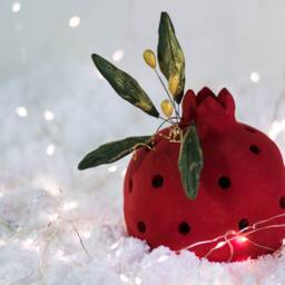 Handmade Ceramic Pomegranate, Candle Holder, Christmas Home Decor, Artwork, Athenian Street Stories - thumbnail 3