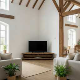 Handmade Rustic Solid Wood Corner Tv Stand With Open Shelving - thumbnail 2