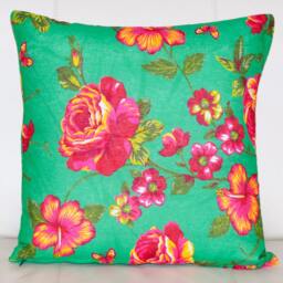Handmade Brazilian Chita Pillow Cover Floral Boho Decor - 20x20 Pillow - thumbnail 3