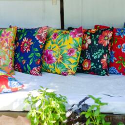 Handmade Brazilian Chita Pillow Cover Floral Boho Decor - 20x20 Pillow - thumbnail 2
