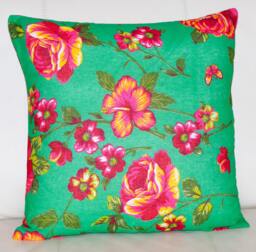 Handmade Brazilian Chita Pillow Cover Floral Boho Decor - 20x20 Pillow - thumbnail 1