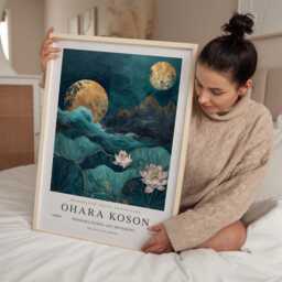 Ohara Koson, Koson Poster, Print, Japanese Wall Art, Japandi Teal Art - thumbnail 2