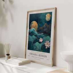 Ohara Koson, Koson Poster, Print, Japanese Wall Art, Japandi Teal Art - thumbnail 3