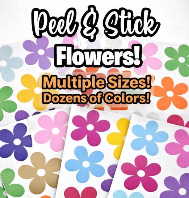 Flowers Peel & Stick Daisy Flower Wall Decals For Kids Rooms, Nursery Decor, Bedrooms, Peel Stick Dots Decor Stickers - image 1