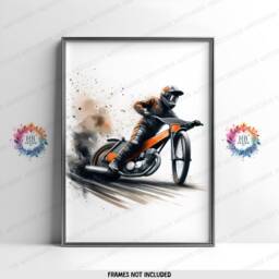 Speedway Prints - Set Of 3 Posters - Motorcycle Print Motocross Wall Art Motor Bike Artwork Boys Room Decor Orange Dirt - thumbnail 3