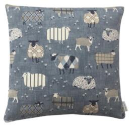 Handmade Sheep Pillow Sham Cushion Cover Denim Blue Linen Country Home Decor - thumbnail 2