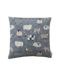 Handmade Sheep Pillow Sham Cushion Cover Denim Blue Linen Country Home Decor - thumbnail 1
