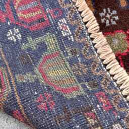 Handmade 2'9x9'4 Afghan Wool Runner Rug , Navy Blue Colectors Piece Floral Nomadic Design, Boho Hallway Carpet, Rustic Decor - thumbnail 4