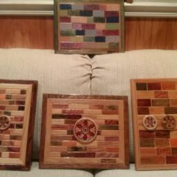 Wood Wall Art Sculpture Featuring Geometric Oak Pieces Stained in A Variety Of Colors - thumbnail 3