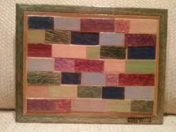 Wood Wall Art Sculpture Featuring Geometric Oak Pieces Stained in A Variety Of Colors