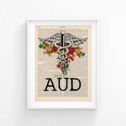 Aud Audiologist Print, Caduceus Illustration, Audiology Office Decor, Hearing Doctor Gift, Graduation - thumbnail 2