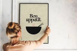 Bon Appetit Typography Kitchen Wall Art Print Modern Black & White French Quote Poster Dining Room Decor Minimalist Home Gift Idea - thumbnail 1