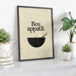 Bon Appetit Typography Kitchen Wall Art Print Modern Black & White French Quote Poster Dining Room Decor Minimalist Home Gift Idea - thumbnail 2