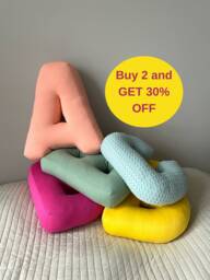 Letter Pillow Room Decor Soft Fabric Letters Shaped Cream Stuffed Baby Room - thumbnail 1