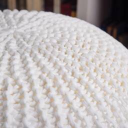 Crochet White Pouf, Knitted Ottoman, Chair, Round Footstool, Knit Pillow Slipcover, Nursery Stuffed Pouf - thumbnail 2