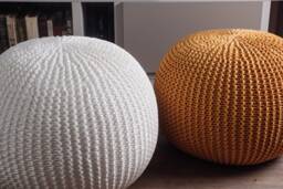 Crochet White Pouf, Knitted Ottoman, Chair, Round Footstool, Knit Pillow Slipcover, Nursery Stuffed Pouf - thumbnail 1