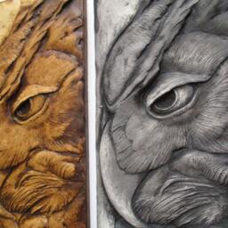 Great Horned Owl Relief Sculpture, Hand-Colored Cast Stone Art - thumbnail 4