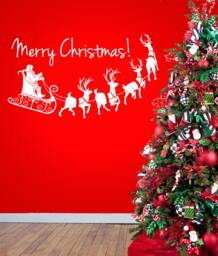 Merry Christmas Reindeers Design - Vinyl Transfer Decal Wall Sticker - thumbnail 1