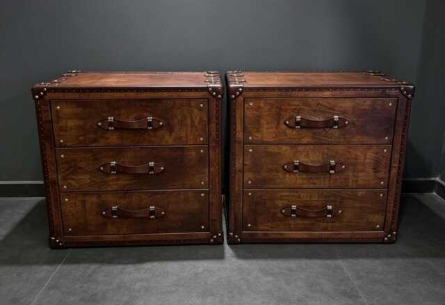 English Handmade Luxury Nightstands - Matching Pair Georgian Brown - image 1